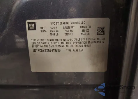 2014 Chevrolet Cruze 1Lt Auto z USA, uszkodzony, nr VIN 1G1PC5SBXE7419286